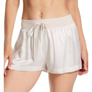 PJ Harlow Mikel Satin Boxer Pajama Shorts Eggnog Ivory XS Lounge Comfort